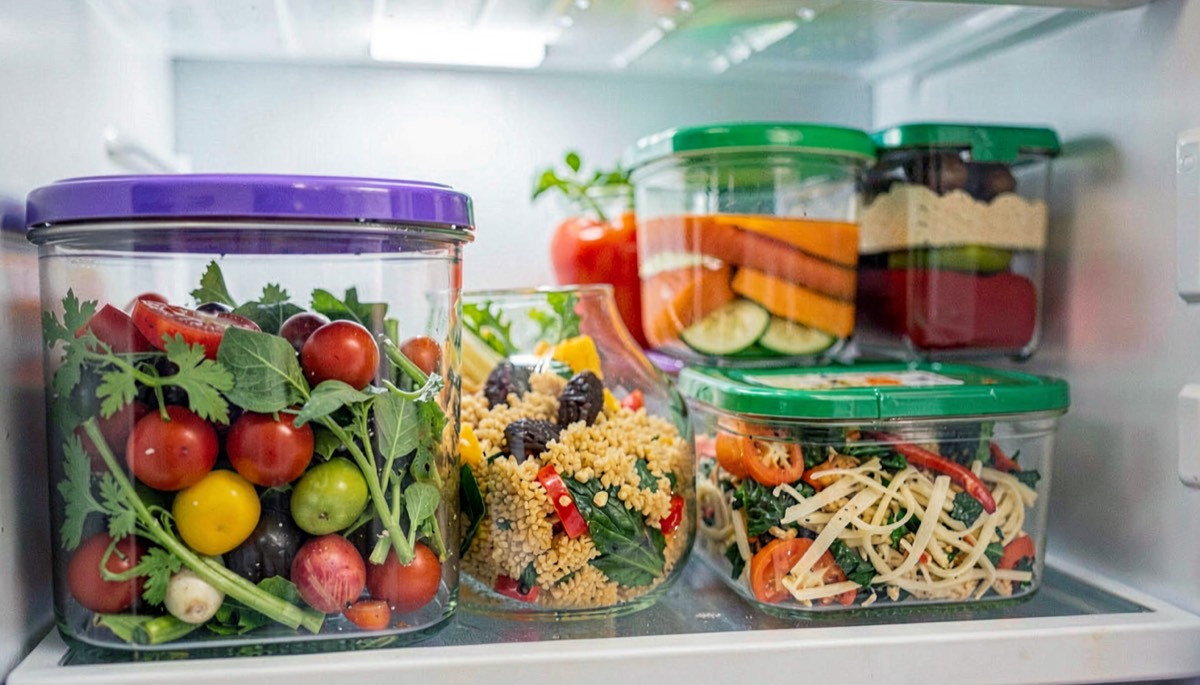 Meal prep : boîtes en verre avec repas préparés